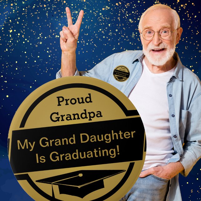 Bóton Redondo 5.08cm Botão de Formatação Ortopolada (Proud Grandpa, Grandparents, Parents or Other Graduation Button, Show how proud you are of your grad)