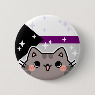 Bóton Redondo 5.08cm Botão de Gato do Orgulho LGBT Demisexual