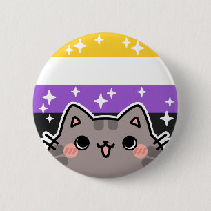 Bóton Redondo 5.08cm Botão de Gato do Sinalizador do Orgulho LGBT Não B