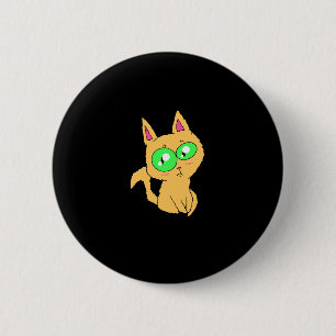 Bóton Redondo 5.08cm Botão de Gato Laranja de Olhos Grandes