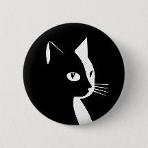 Botão de Gato Preto e Branco