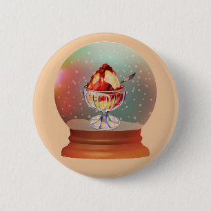 Bóton Redondo 5.08cm Botão de globo de neve de sundae de sorvete retrô