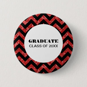 Bóton Redondo 5.08cm Botão de Graduação da Glitter Vermelha