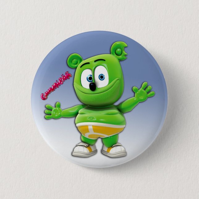 Bóton Redondo 5.08cm Botão de Gummibär no azul (Frente)