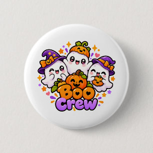 Bóton Redondo 5.08cm Botão de Halloween da Tripulação Boo Fofa