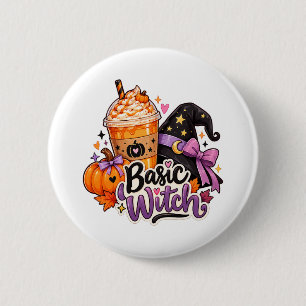 Bóton Redondo 5.08cm Botão de Halloween de Bruxa Básica Fofa