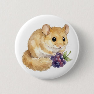 Bóton Redondo 5.08cm Botão de Hamster em Aquarela Fofa