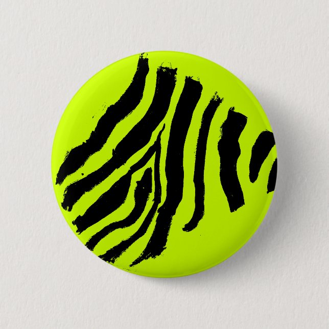 Bóton Redondo 5.08cm Botão de impressão zebra (amarelo-verde) (Frente)