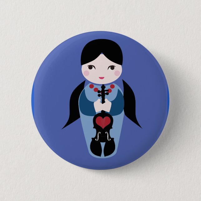 Bóton Redondo 5.08cm Botão de Kokeshi do violino (Frente)