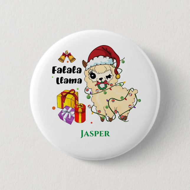 Bóton Redondo 5.08cm Botão de Llama de Natal (Frente)