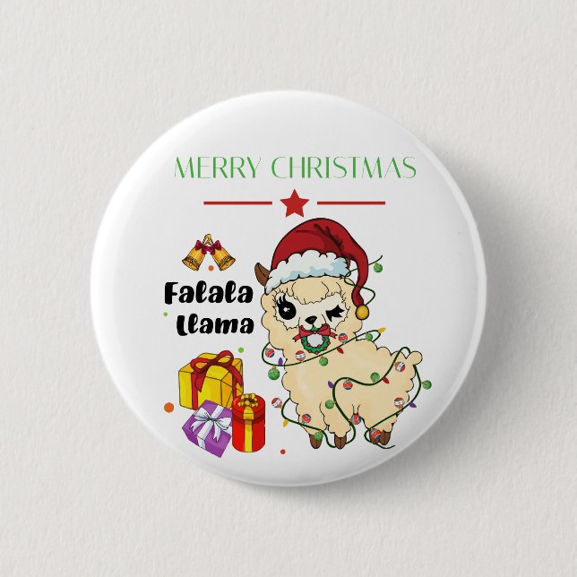 Bóton Redondo 5.08cm Botão de Llama de Natal (Frente)