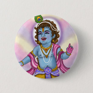 Bóton Redondo 5.08cm Botão de Lord Krishna
