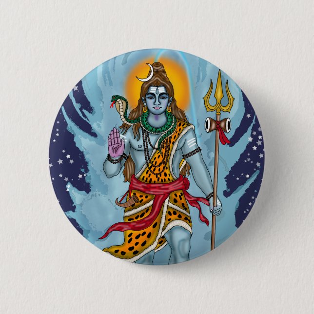 Bóton Redondo 5.08cm Botão de Lord Shiva (Frente)