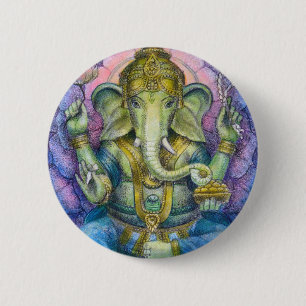 Bóton Redondo 5.08cm Botão de Lotus Ganesha
