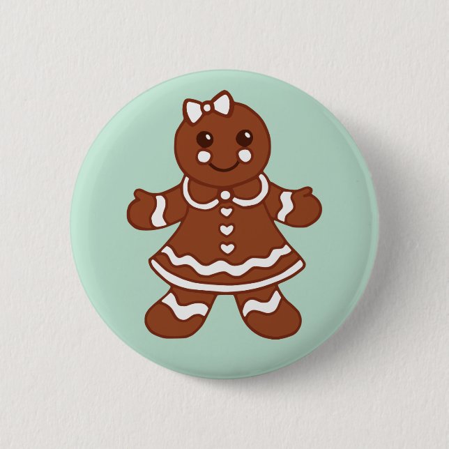 Bóton Redondo 5.08cm Botão de Menina de Gengibre de Natal Mint (Frente)