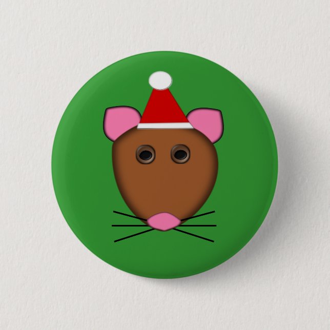 Bóton Redondo 5.08cm Botão de Mouse Feliz de Natal (Frente)