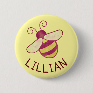 Bóton Redondo 5.08cm Botão de nome personalizado da querida Bee