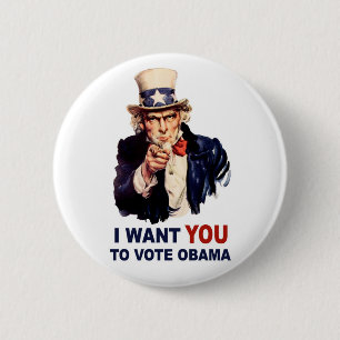 Bóton Redondo 5.08cm Botão de Obama do voto