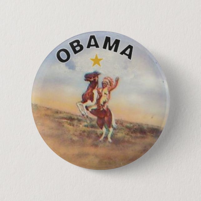 Bóton Redondo 5.08cm Botão de Obama/nativo americano (Frente)