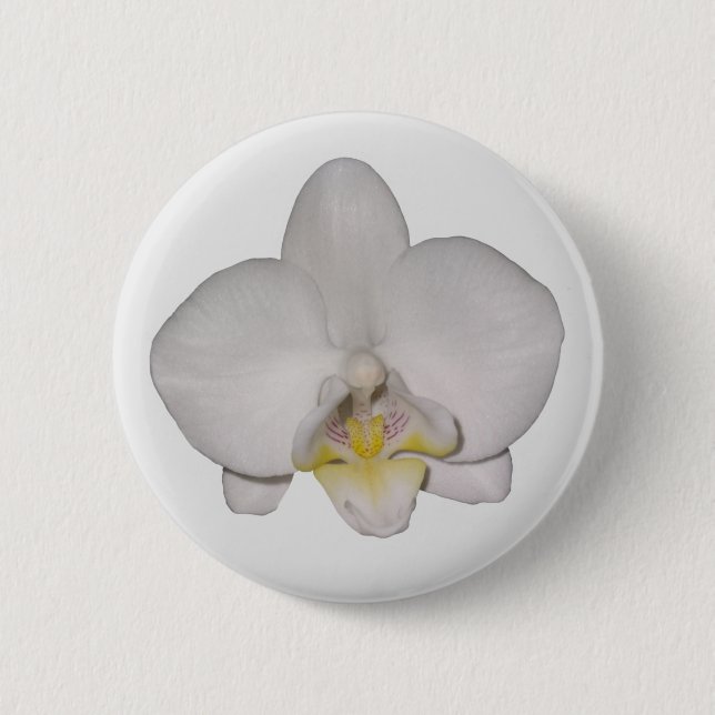 Bóton Redondo 5.08cm Botão de Orquídea Branca (Frente)