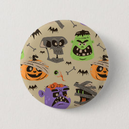 Bóton Redondo 5.08cm Botão de padrão vintage de Halloween