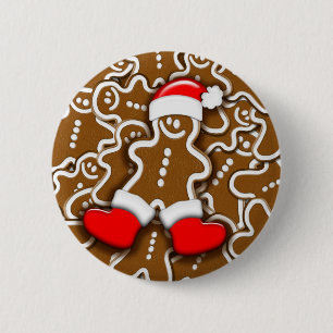 Bóton Redondo 5.08cm Botão de Papai Noel do pão-de-espécie do Natal