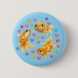 Bóton Redondo 5.08cm botão de peixe dourado arco-íris kawaii fofo y2k