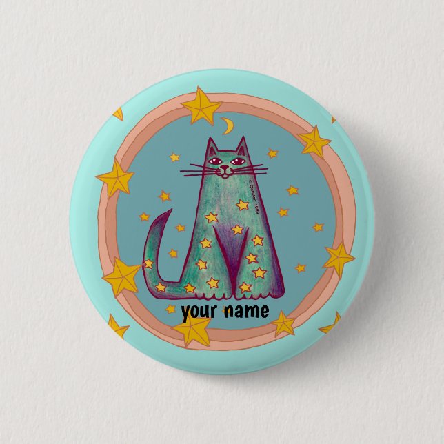 Bóton Redondo 5.08cm Botão de pin Border Cat (Frente)