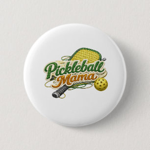 Bóton Redondo 5.08cm Botão de Pin da Mamãe de Pickleball Retro no Dia d