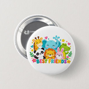 Bóton Redondo 5.08cm Botão de Pin de Animais da Selva da Safari Fofos M