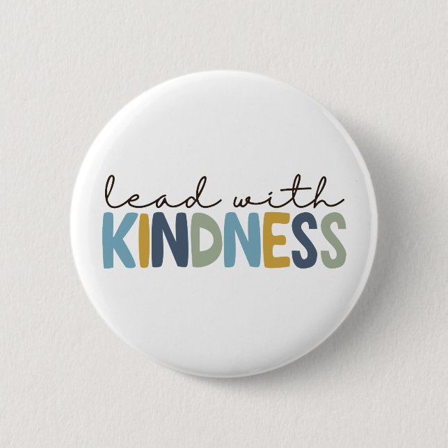 Bóton Redondo 5.08cm botão de pin Lead with Kindness (Frente)
