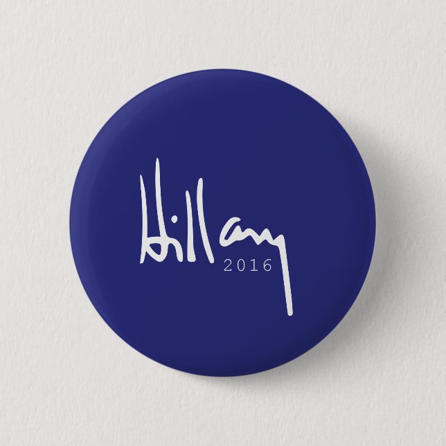 Bóton Redondo 5.08cm Botão de Pinback Azul da Campanha Hillary Clinton  (Frente)
