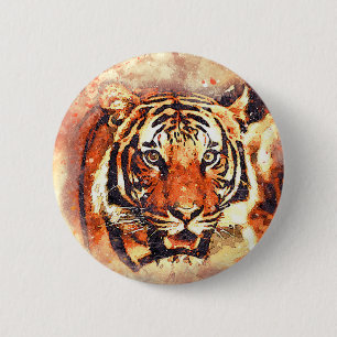 Bóton Redondo 5.08cm Botão de Pinheiro de Direitos dos Animais do Tigre