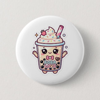 Bóton Redondo 5.08cm botão de pino de boba bubble tea kawaii fofo
