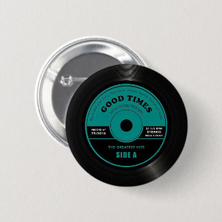 Bóton Redondo 5.08cm botão de pino do registro de vinilo retrô