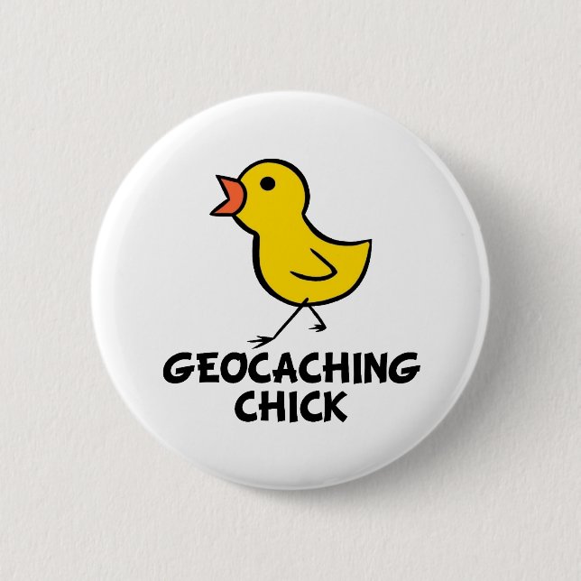 Bóton Redondo 5.08cm Botão de Pintinho de Geocaching (Frente)