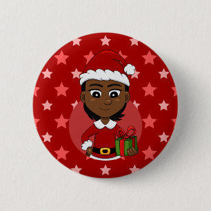Bóton Redondo 5.08cm Botão de retoque da pintura da menina de Natal