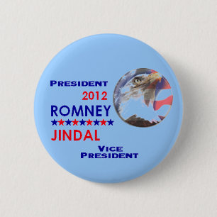 Bóton Redondo 5.08cm Botão de ROMNEY & de JINDAL 2012