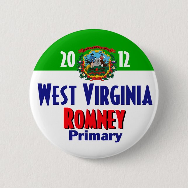 Bóton Redondo 5.08cm Botão de Romney WEST VIRGINIA (Frente)