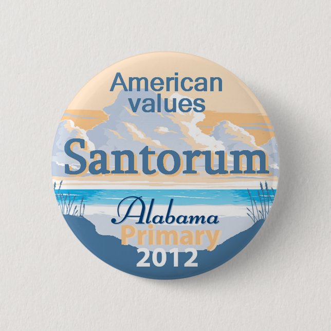 Bóton Redondo 5.08cm Botão de Santorum ALABAMA (Frente)