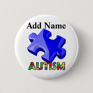 Bóton Redondo 5.08cm Botão de Sensibilização Autismo Quebra-cabeça Azul