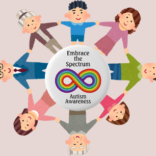 Bóton Redondo 5.08cm Botão de Sensibilização do Infinity Rainbow Autism