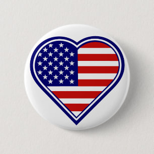 Bóton Redondo 5.08cm Botão de Sinalizador 2 da Forma Coração America