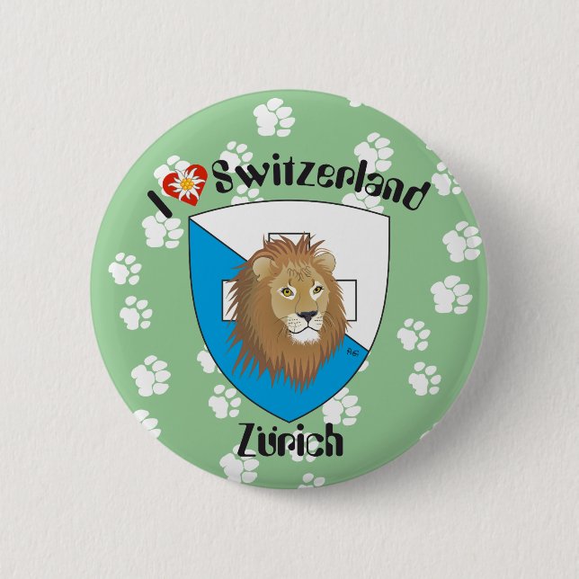Bóton Redondo 5.08cm Botão de Suiça Zürich Schweiz (Frente)