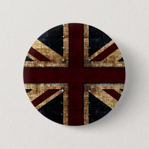 Bóton Redondo 5.08cm botão de Union Jack do design do vintage