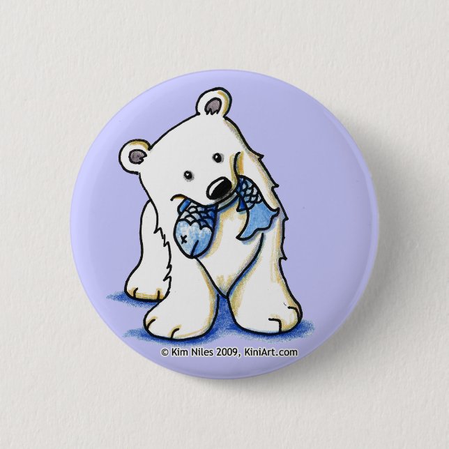 Bóton Redondo 5.08cm Botão de Urso Polar (Frente)