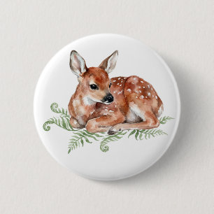 Bóton Redondo 5.08cm Botão de veado em aquarela Ute Animal da Floresta