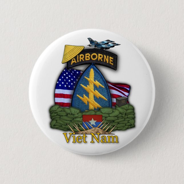 Bóton Redondo 5.08cm Botão de veteranos de boinas verdes para forças es (Frente)