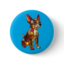 Botão de Vidro Colorido Chihuahua
