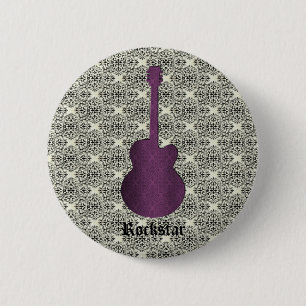 Bóton Redondo 5.08cm Botão de Violão Rockstar Damask, Roxo